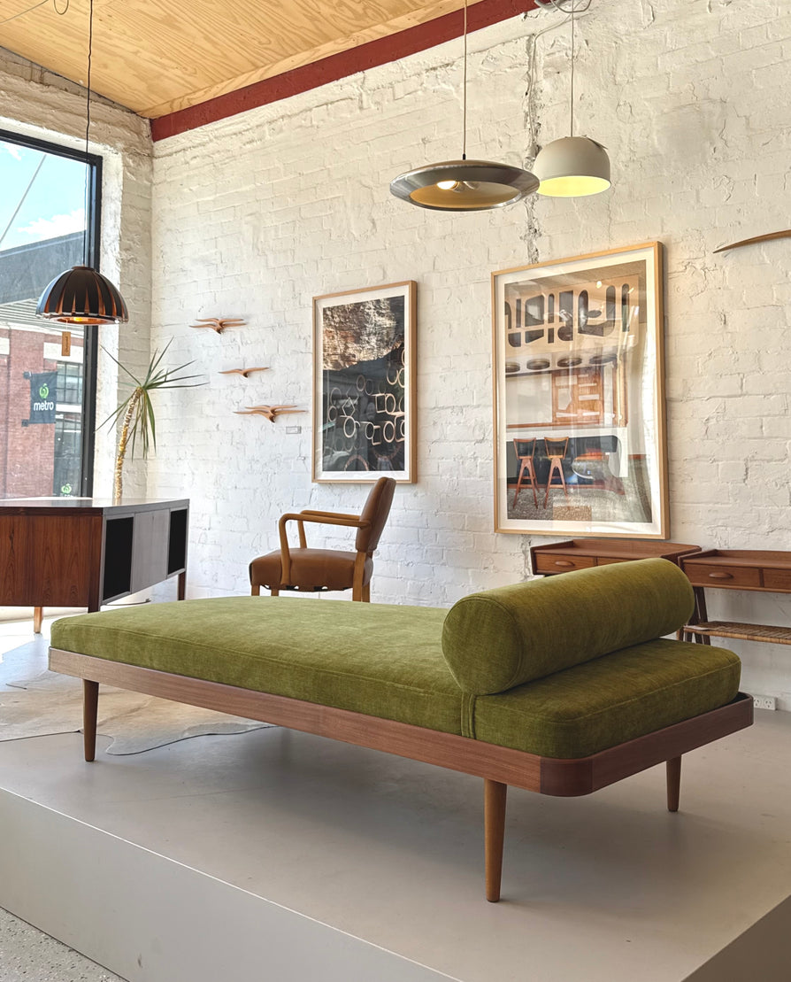 Danish Daybed in Teak & With New Fabric