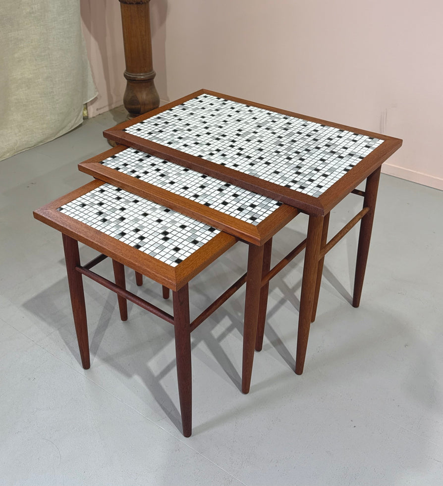 Danish Nest of Tile-Top Tables