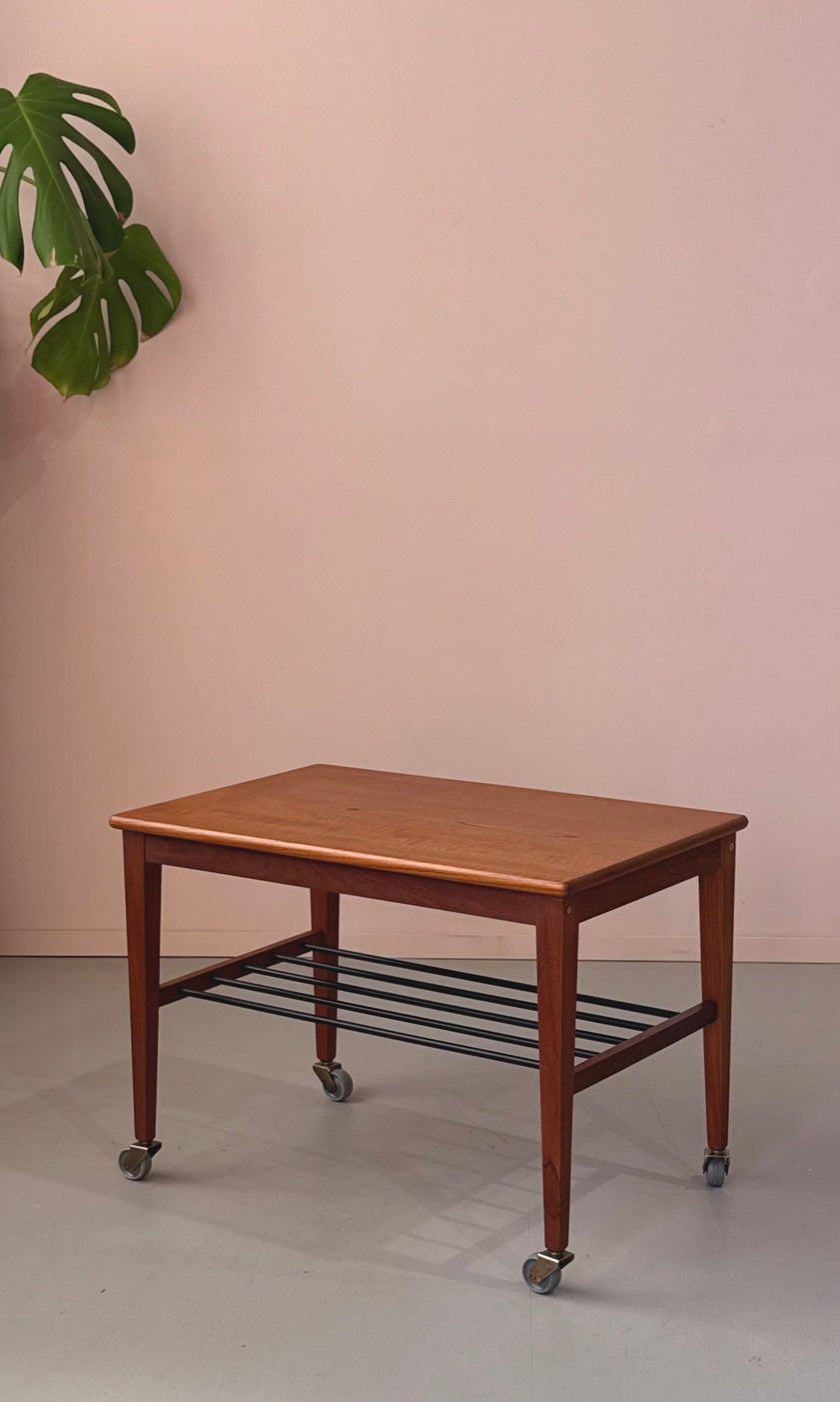 Danish Side Table in Teak on Castors