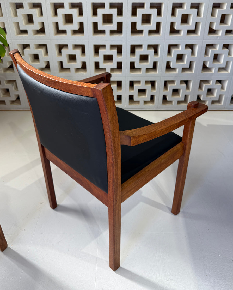 Set of Six Catt Dining Chairs In New Black Vinyl