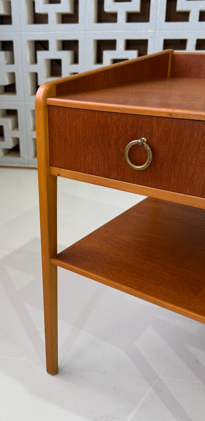 Pair of Swedish Bedside Tables in Teak & Beech