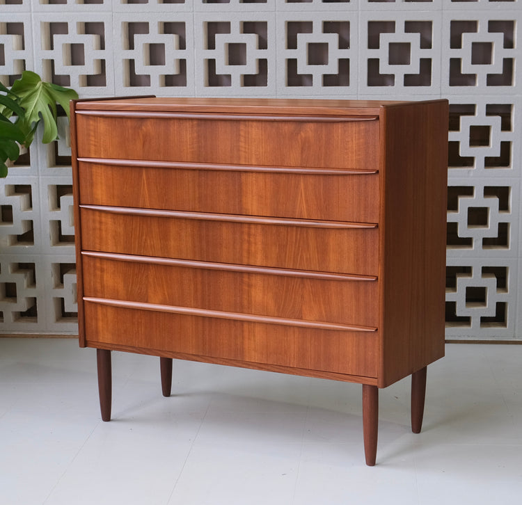 Wide Danish Chest of Drawers in Teak