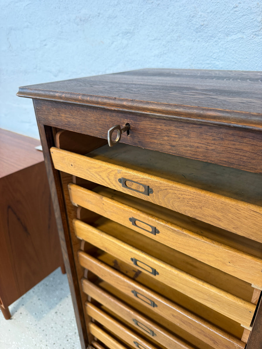 Early 20th Century Danish Filing Unit in Oak
