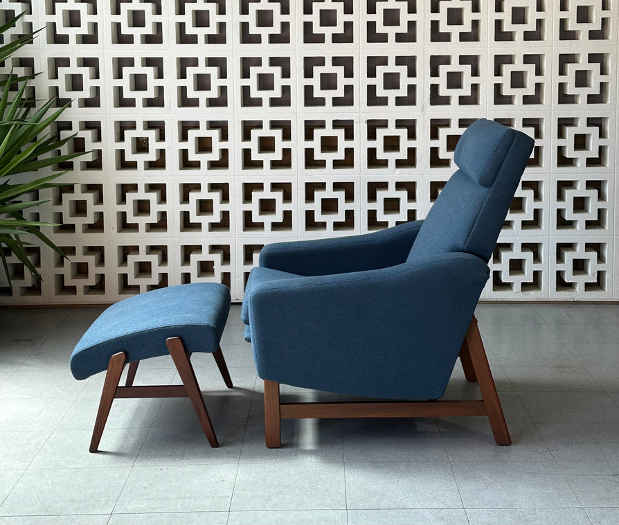 Danish Recliner Chair & Footstool
