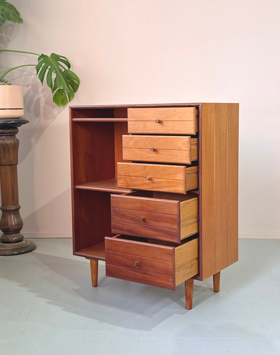 Mid-Sized Danish Bookcase / Chest Unit in Teak