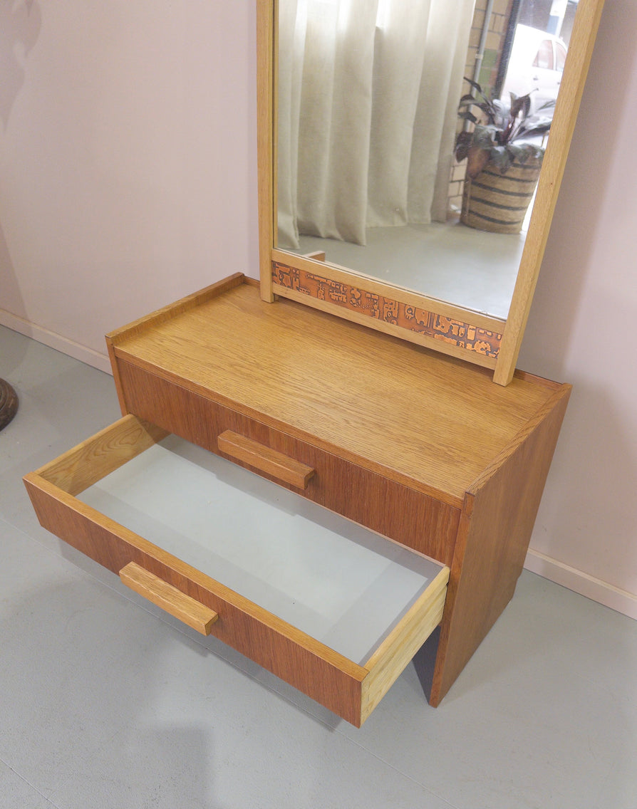 Danish Entranceway Console & Mirror in European Oak