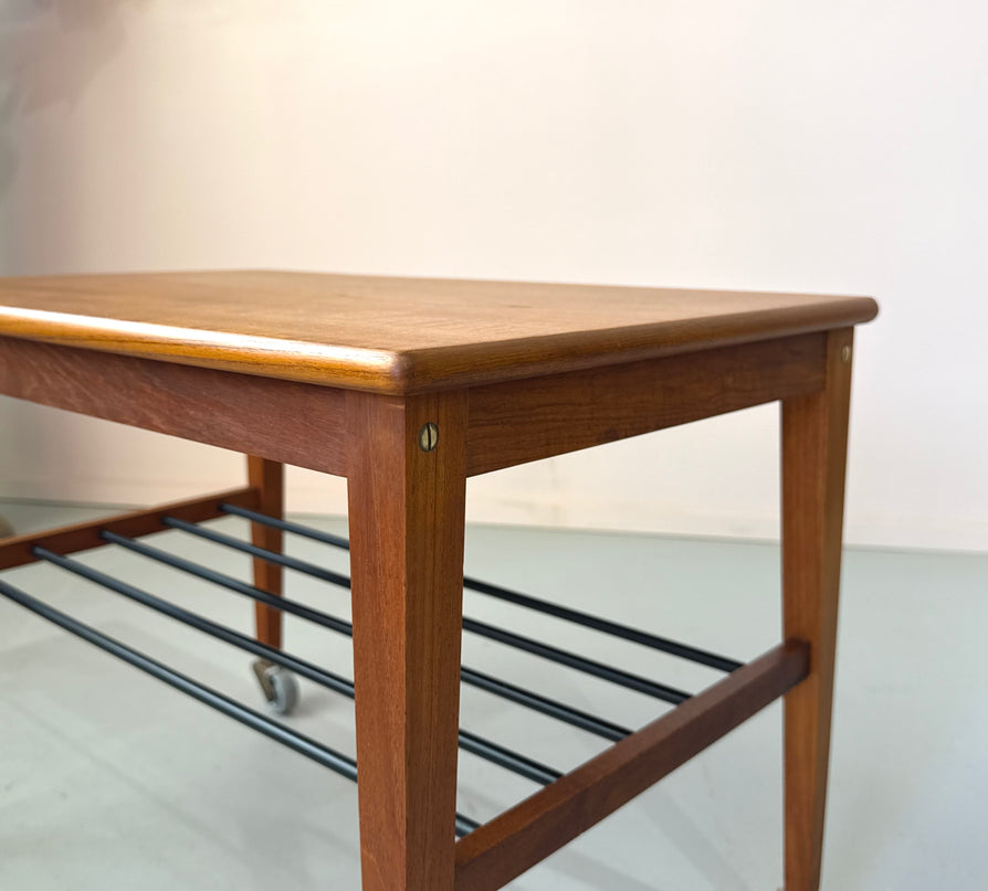 Danish Side Table in Teak on Castors