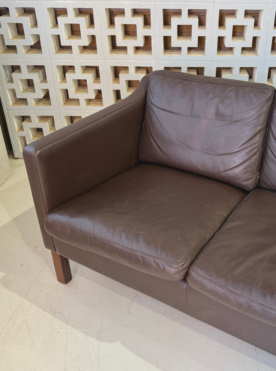 Danish Three-Seater Sofa in Leather