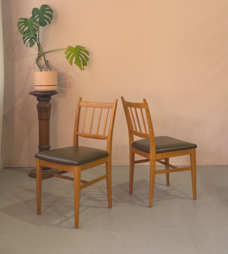 Six Carl Malmsten Dining Chairs in Oak & Leather