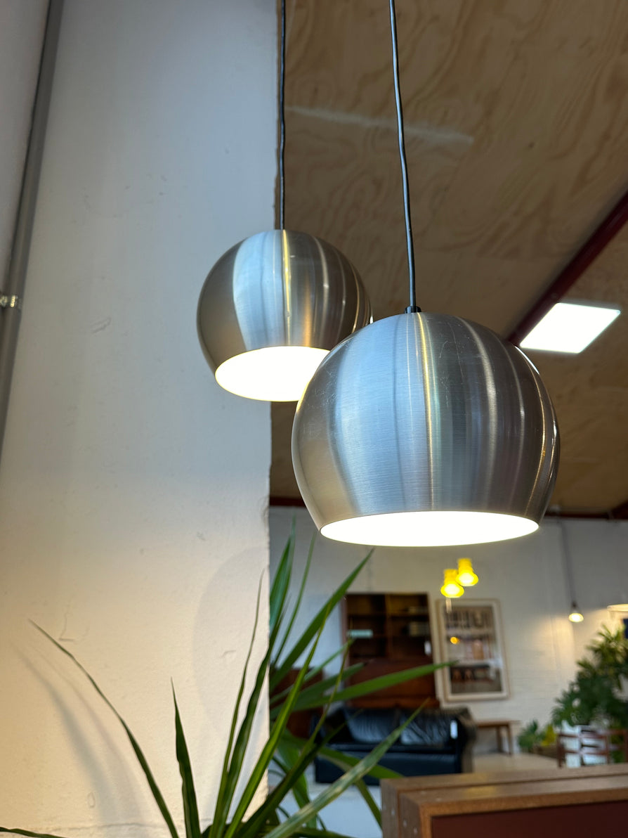 Pair of Ball Lamps in Brushed Aluminium