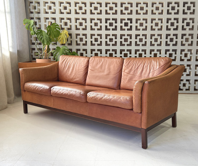 Three Seater Sofa in Tan Leather