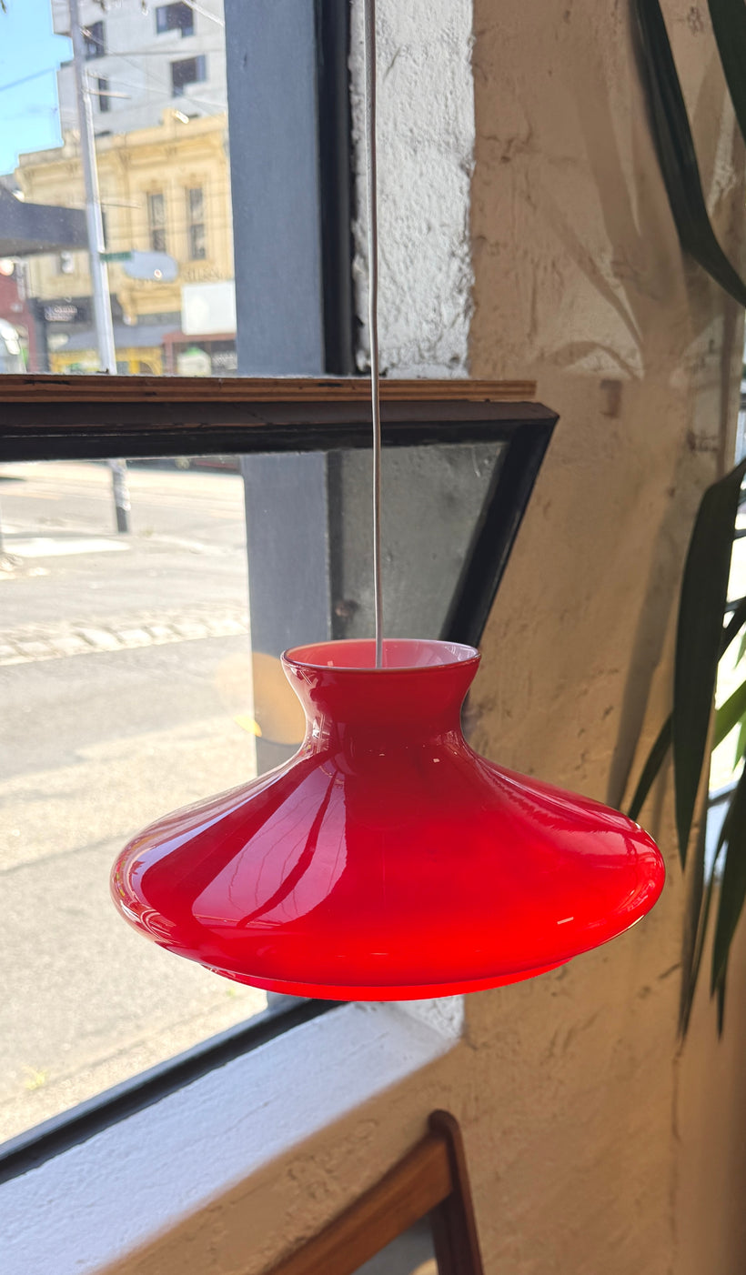 Mid Century Pendant in Red Glass