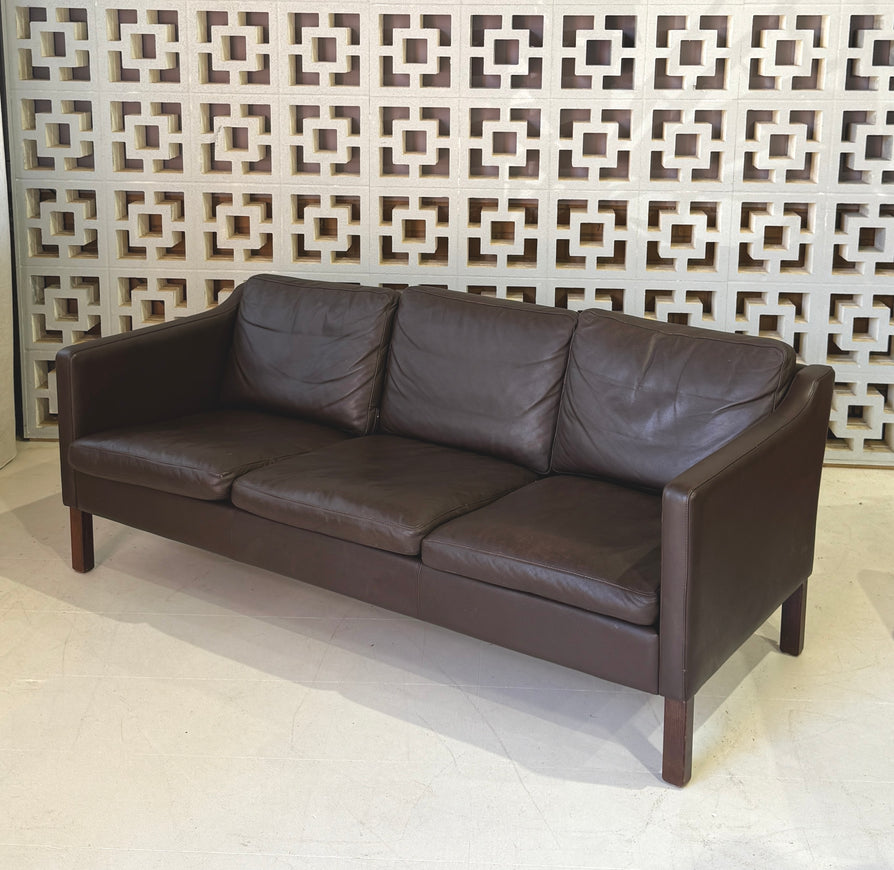 Danish Three-Seater Sofa in Leather