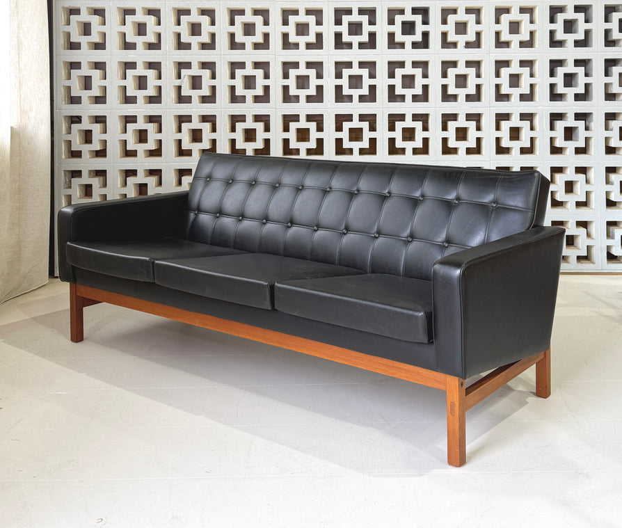 Swedish Three-Seater in Original Black Vinyl
