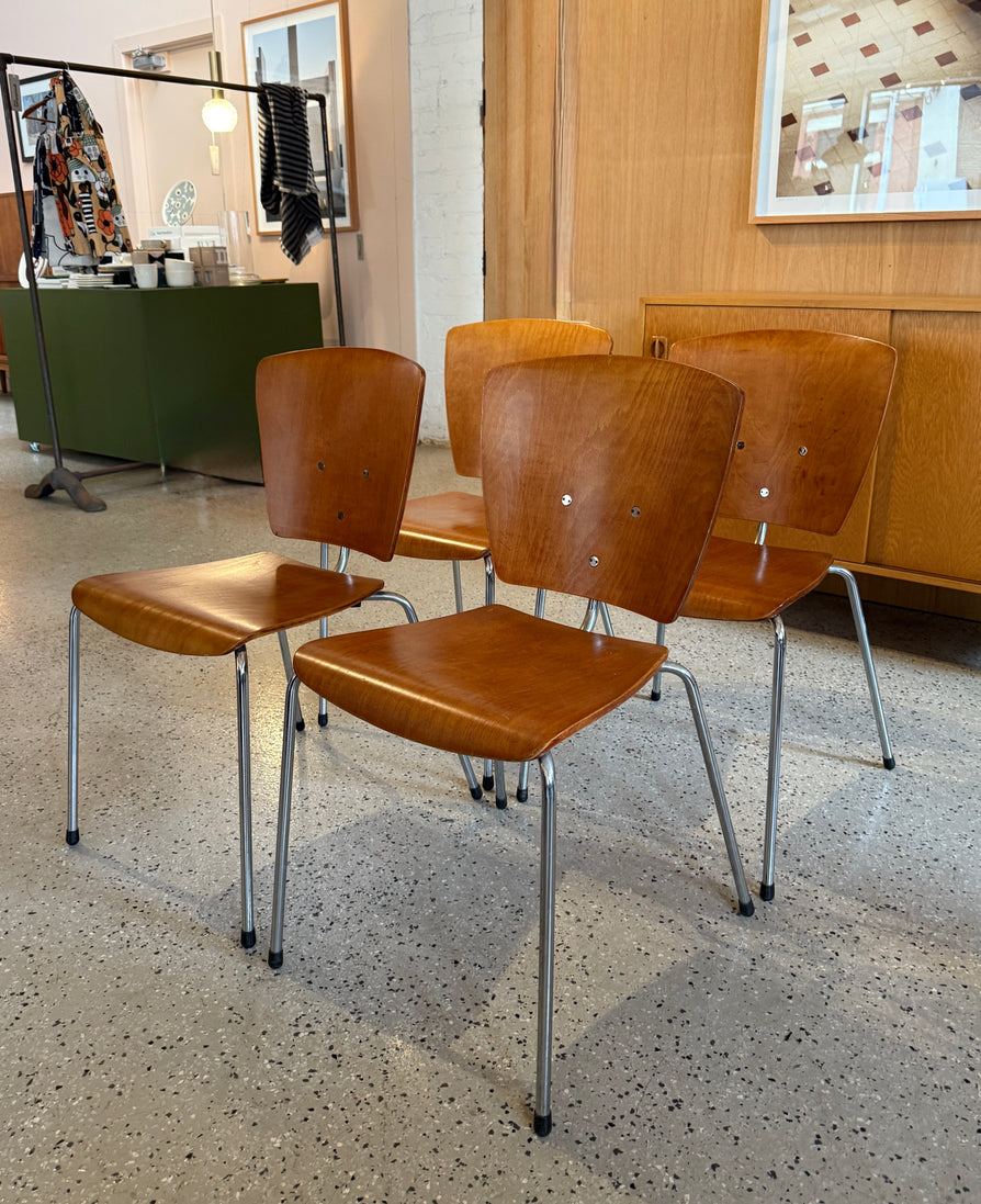 Set of Four Spanish Stacking / School Chairs