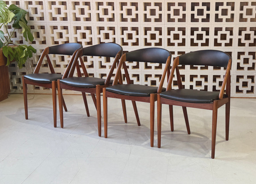 Four Kai Kristiansen #31 Dining Chairs in Teak & New Leather