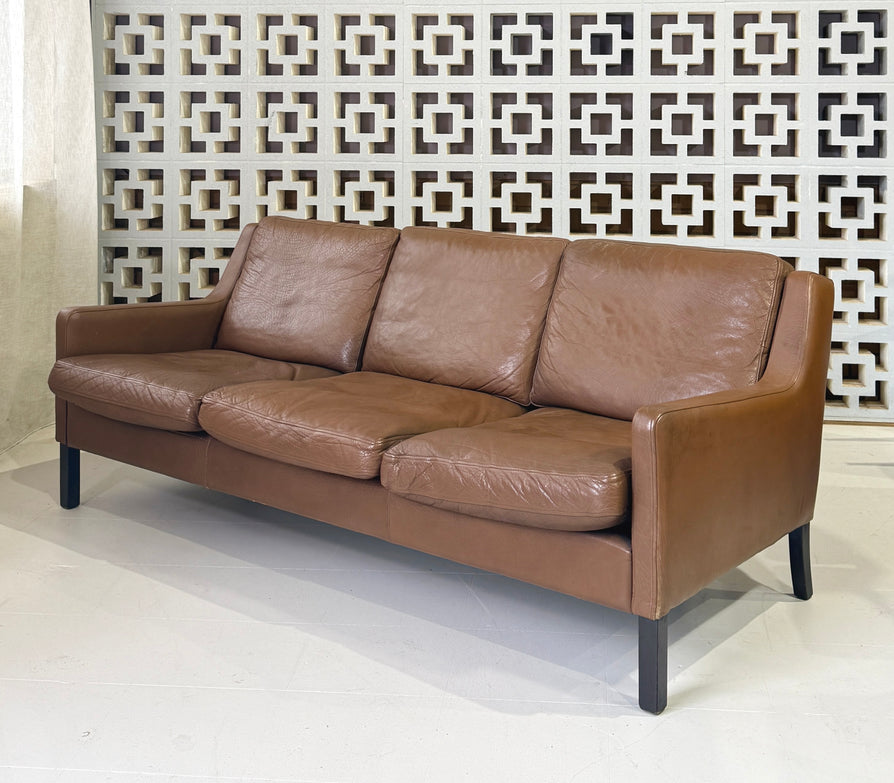 Three Seater Sofa in Brown Leather