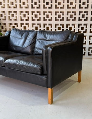 Two Seater Sofa by Stouby in Black Leather