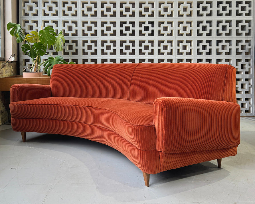 Mid-Century Curved Sofa in Kvadrat Corduroy