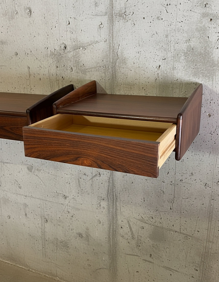 Pair of Danish Floating Bedside Tables in Rosewood