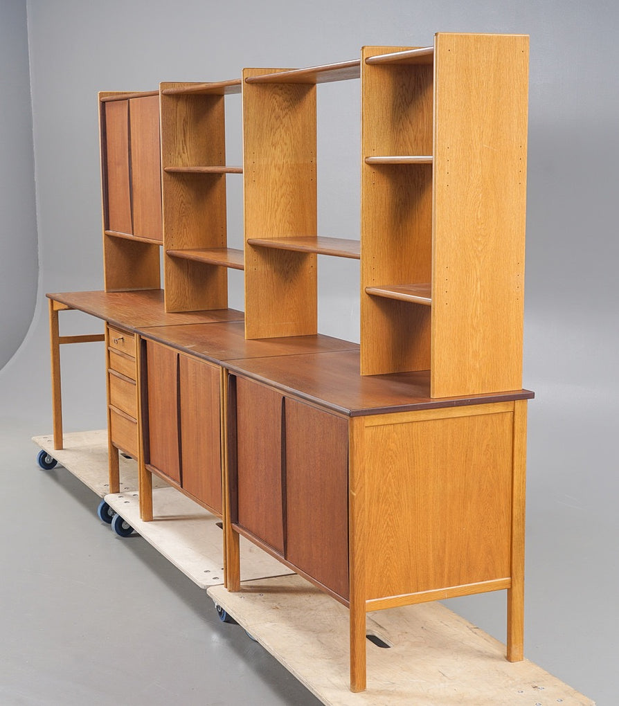 Four-Bay Swedish Wall Unit in Teak