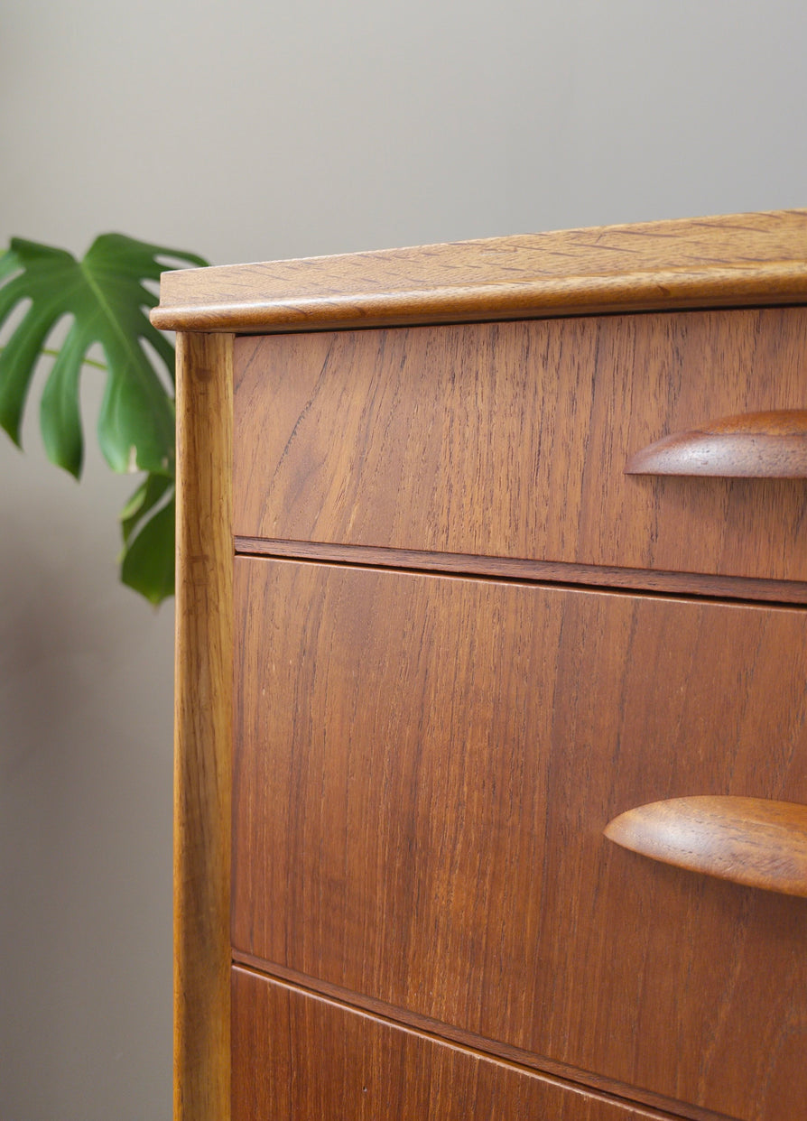 Danish Bow-Front Tallboy in Teak & Oak
