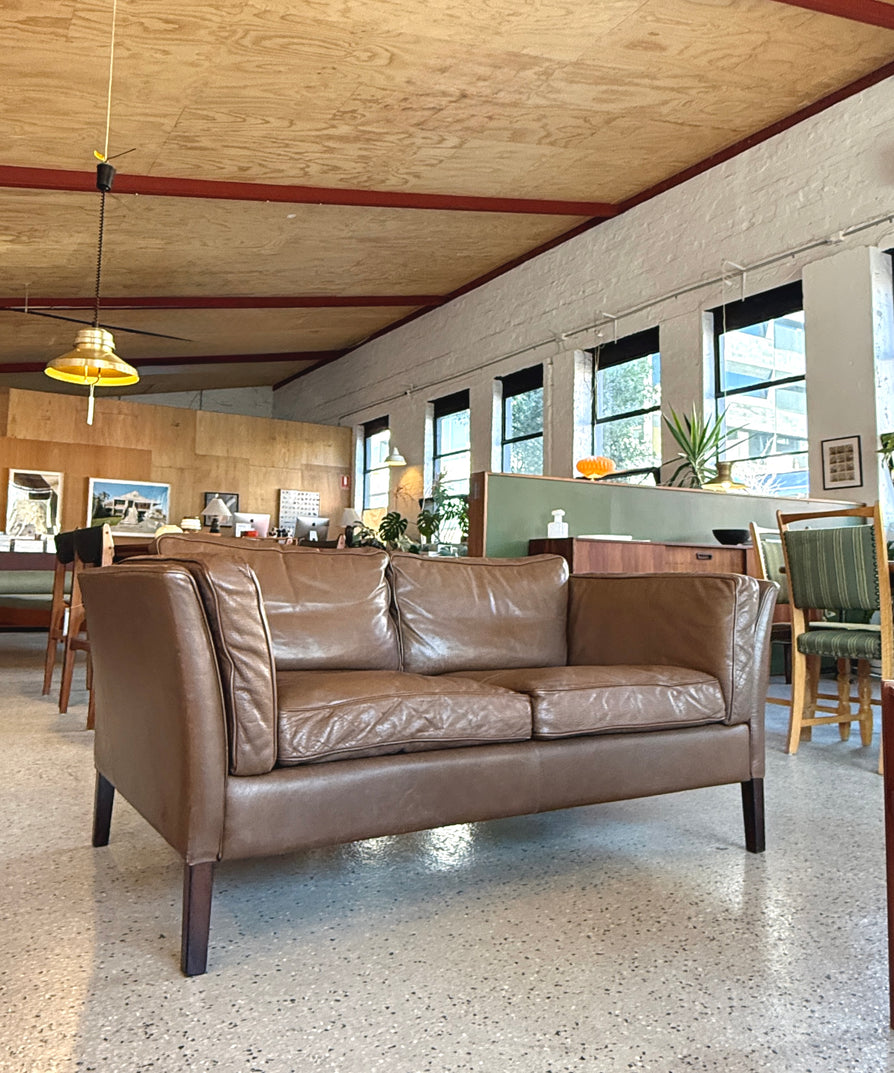 Two Seater “Oslo” Sofa by Stouby in Brown Leather