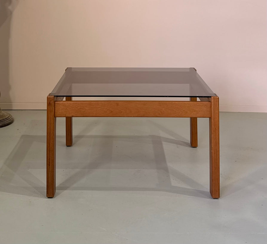 1970s Coffee Table in Blackwood & Glass