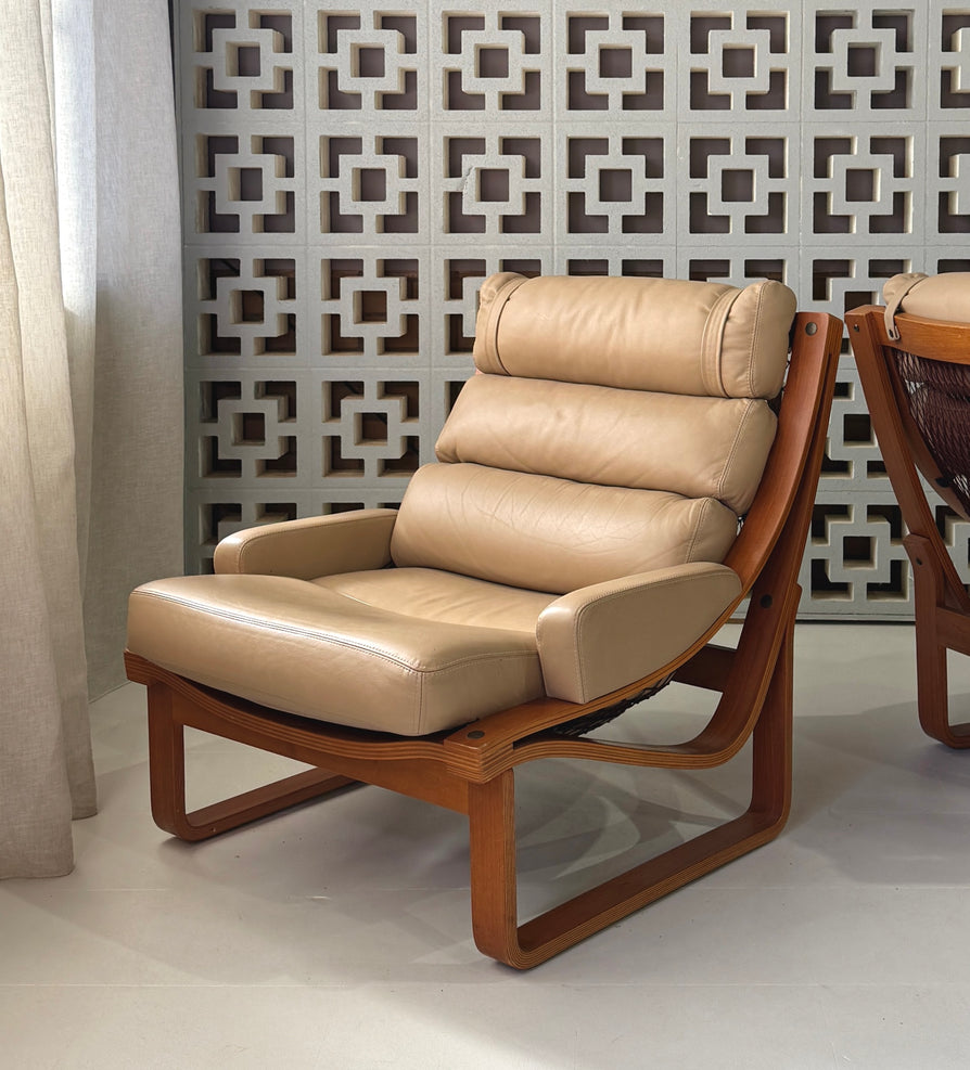 Tessa T4 Lounge Chair in a Light Tan Leather