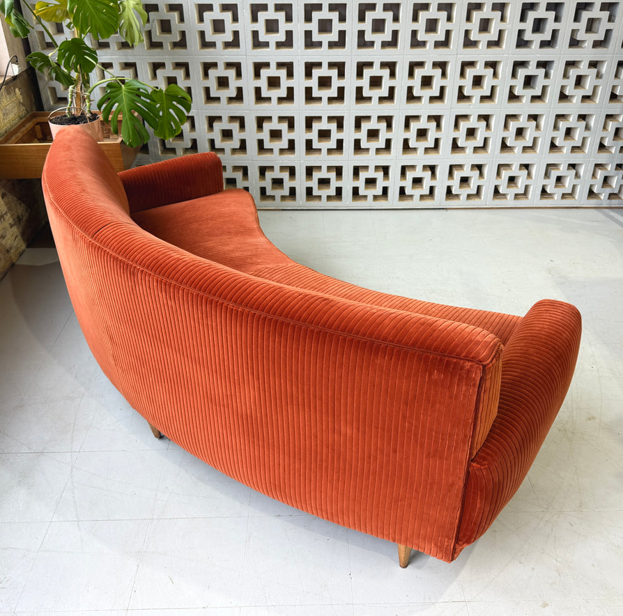 Mid-Century Curved Sofa in Kvadrat Corduroy