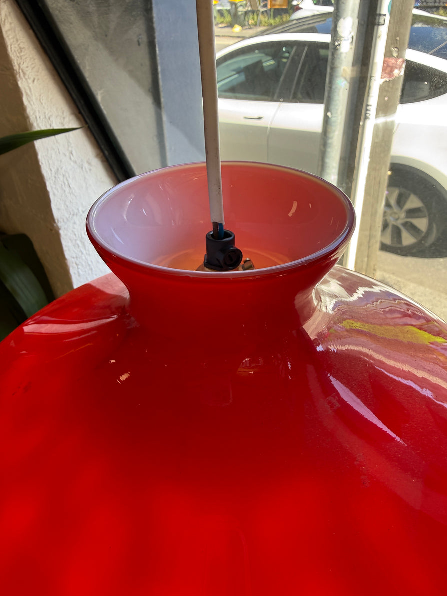Mid Century Pendant in Red Glass