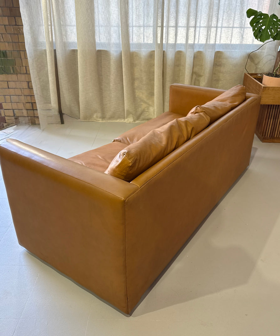 1970s Two Seater Sofa in Tan Leather