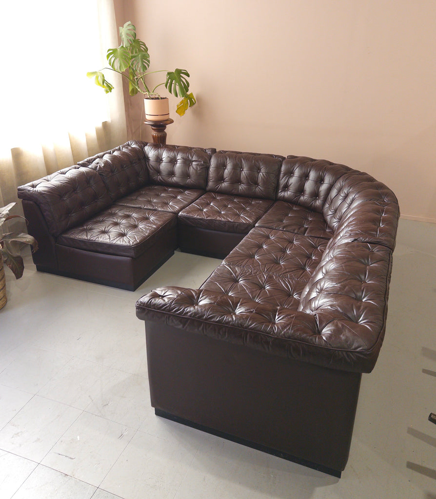 Six Piece Modular Sofa in Leather