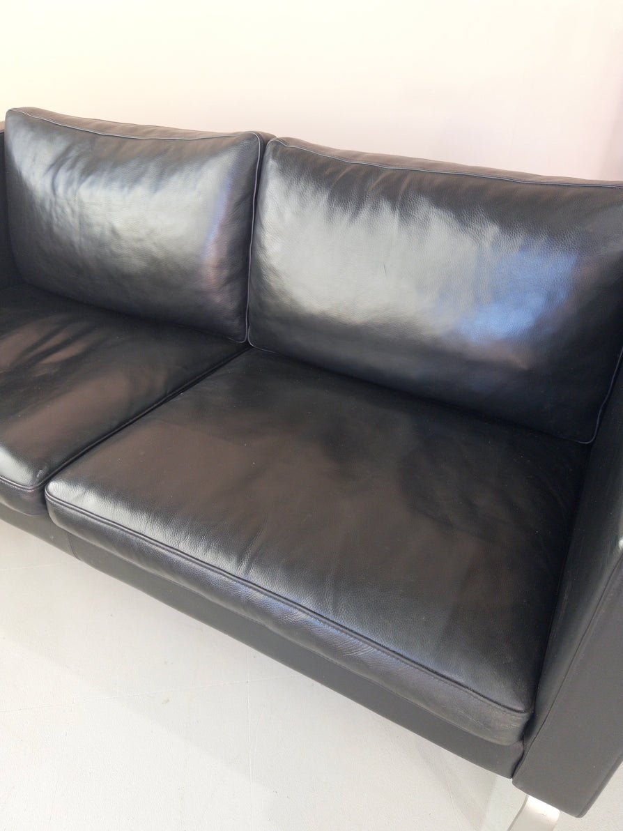 Okamura & Marquardsen 2.5 Seater Danish Sofa in Black Leather