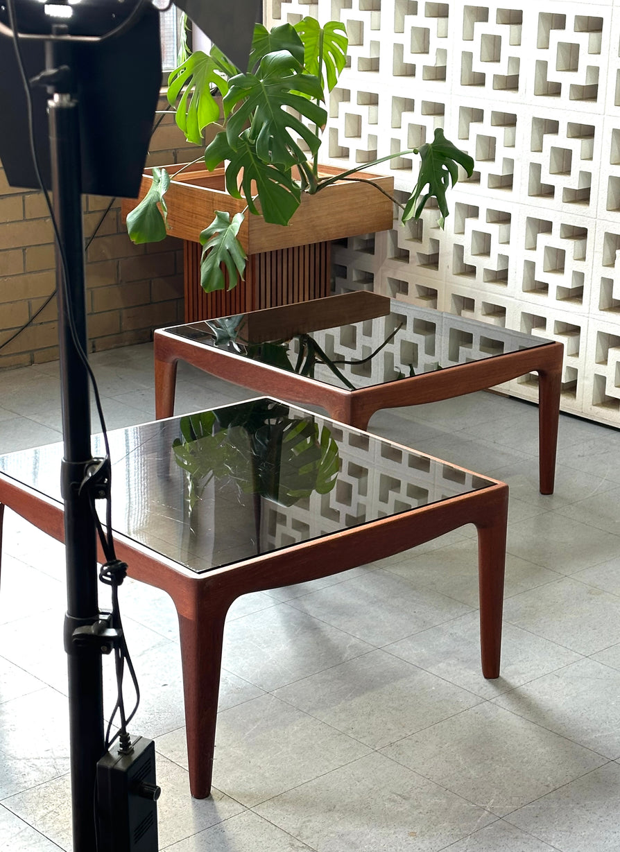 Mid-Century Glass Top Coffee Table