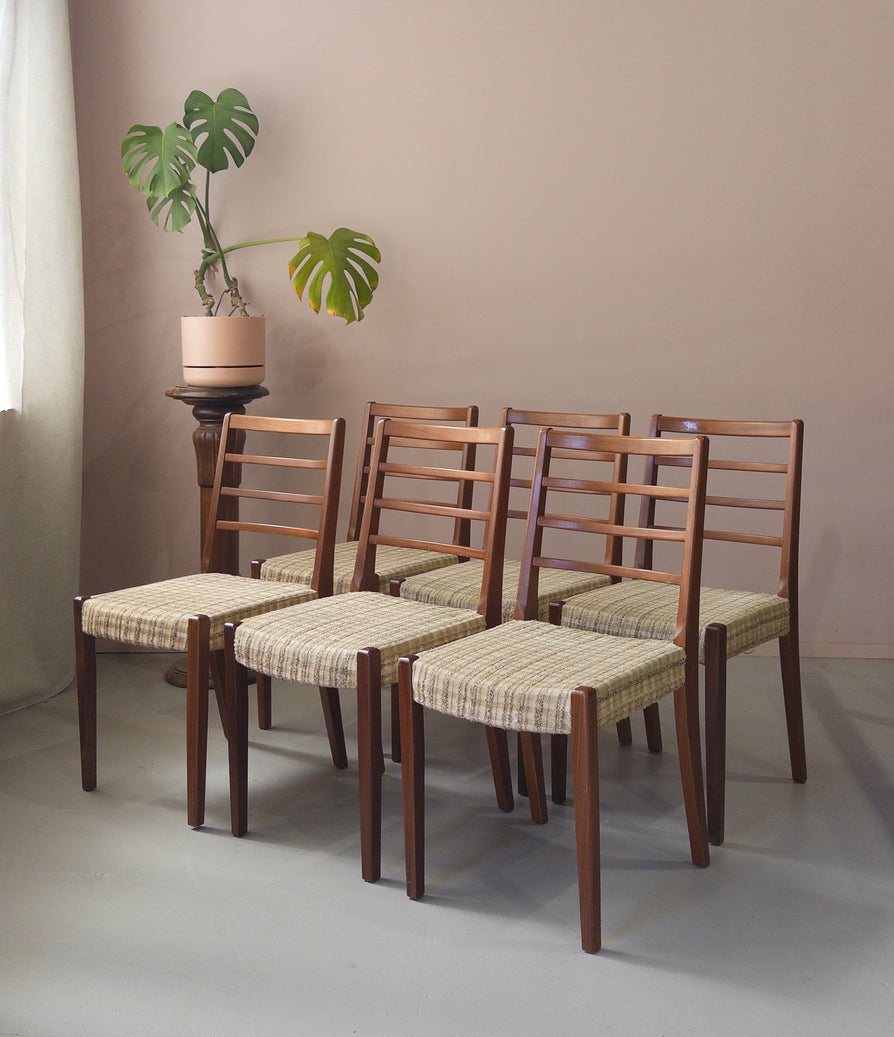 Six Mid-Century Dining Chairs in Teak