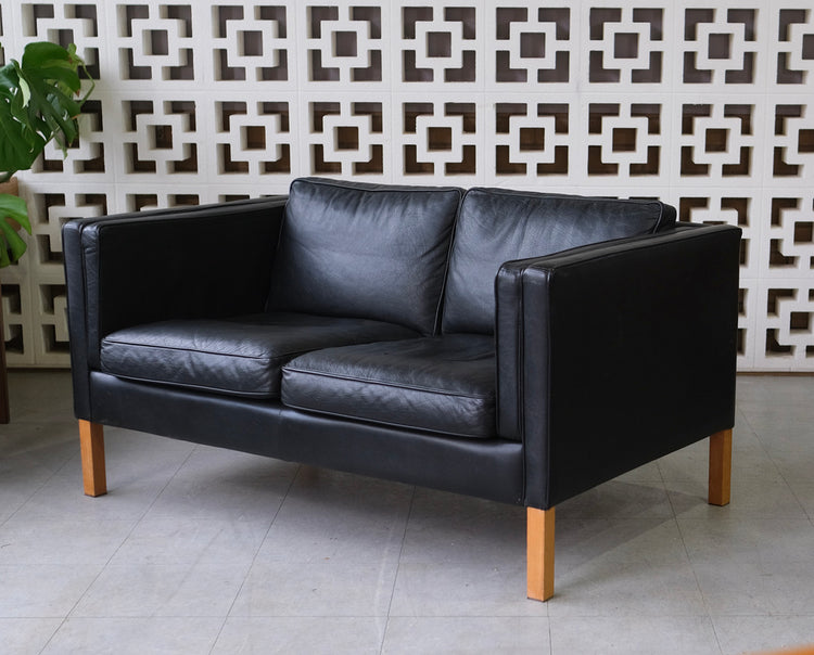 Two Seater Sofa by Stouby in Black Leather