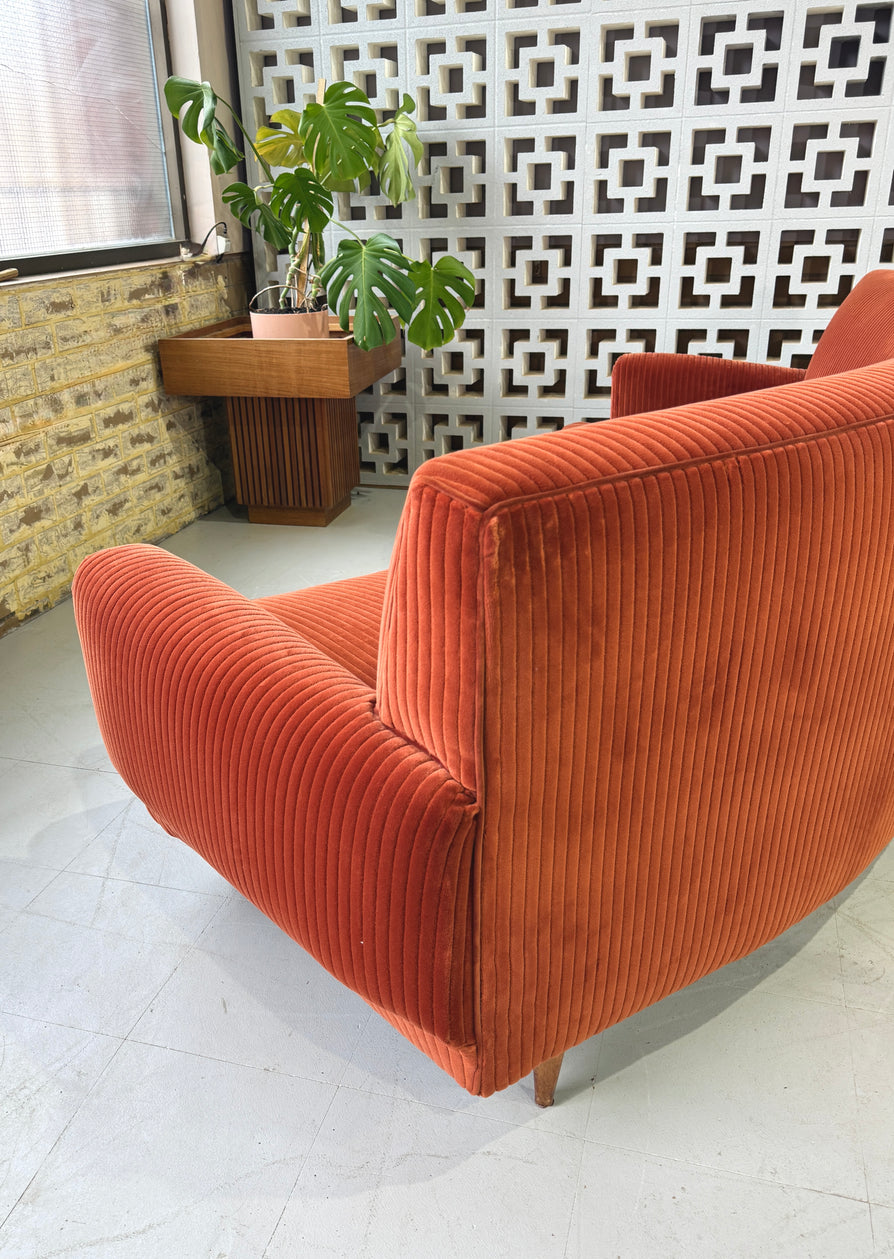 Mid-Century Curved Sofa in Kvadrat Corduroy