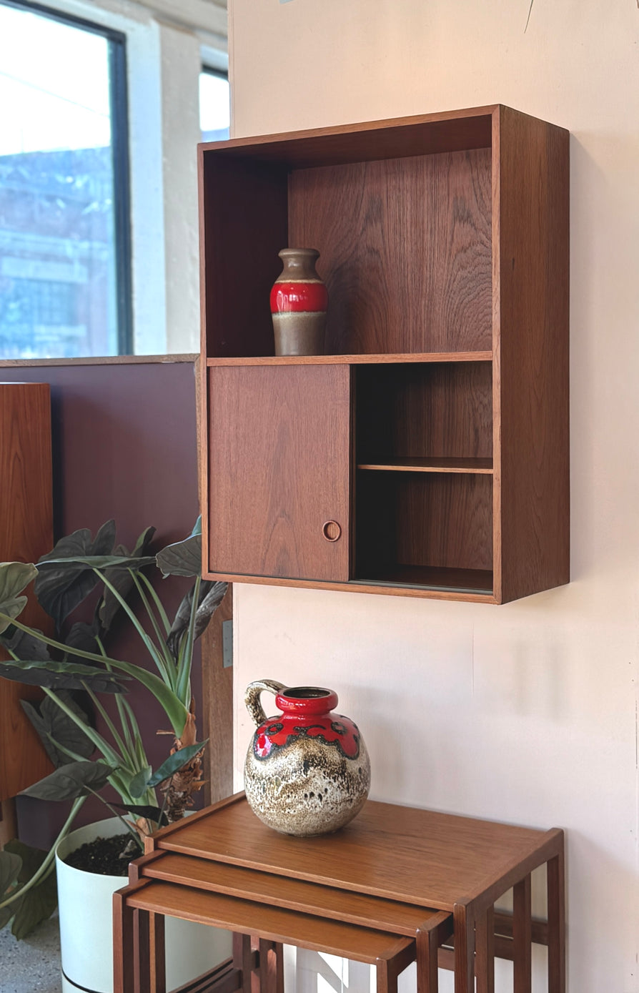 Danish Wall Mounted Floating Cabinet in Teak