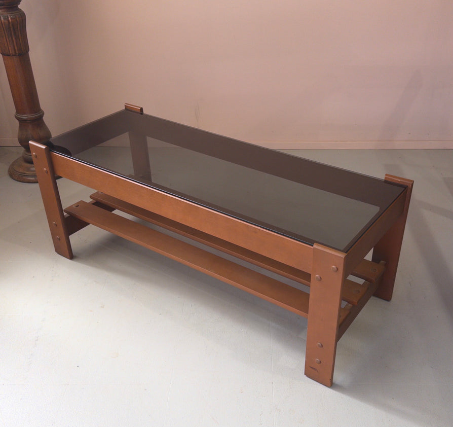 1970s Smoked Glass Coffee Table