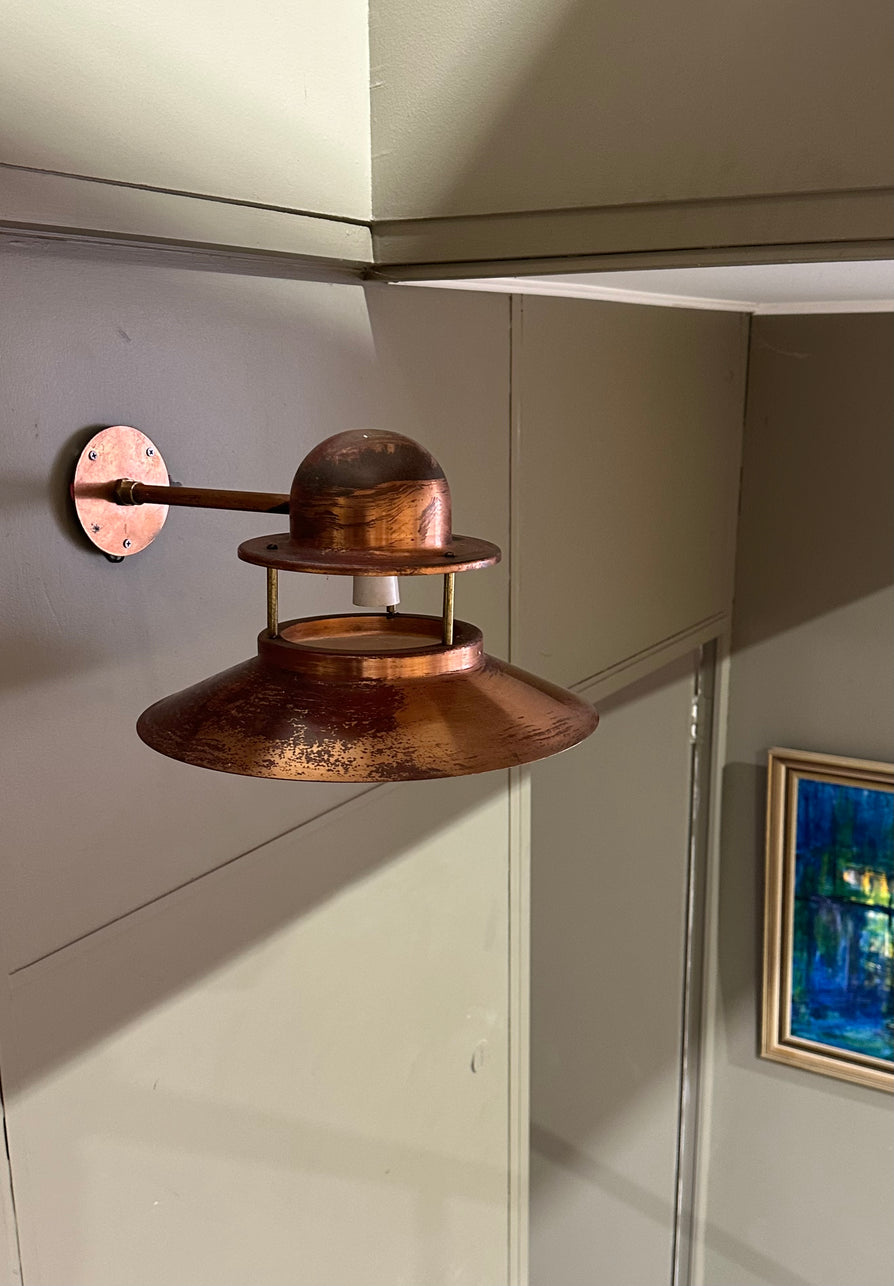 Mid-Century Exterior / Interior Wall Lamps in Copper