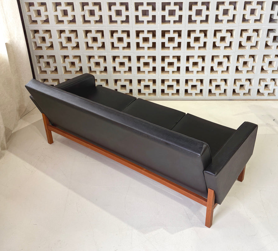 Swedish Three-Seater in Original Black Vinyl