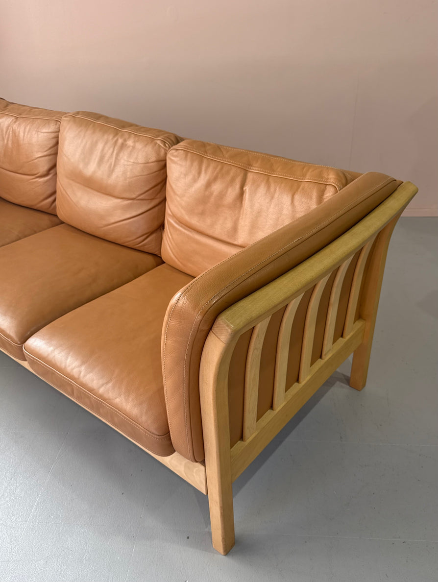 Three Seater Sofa in Tan Leather