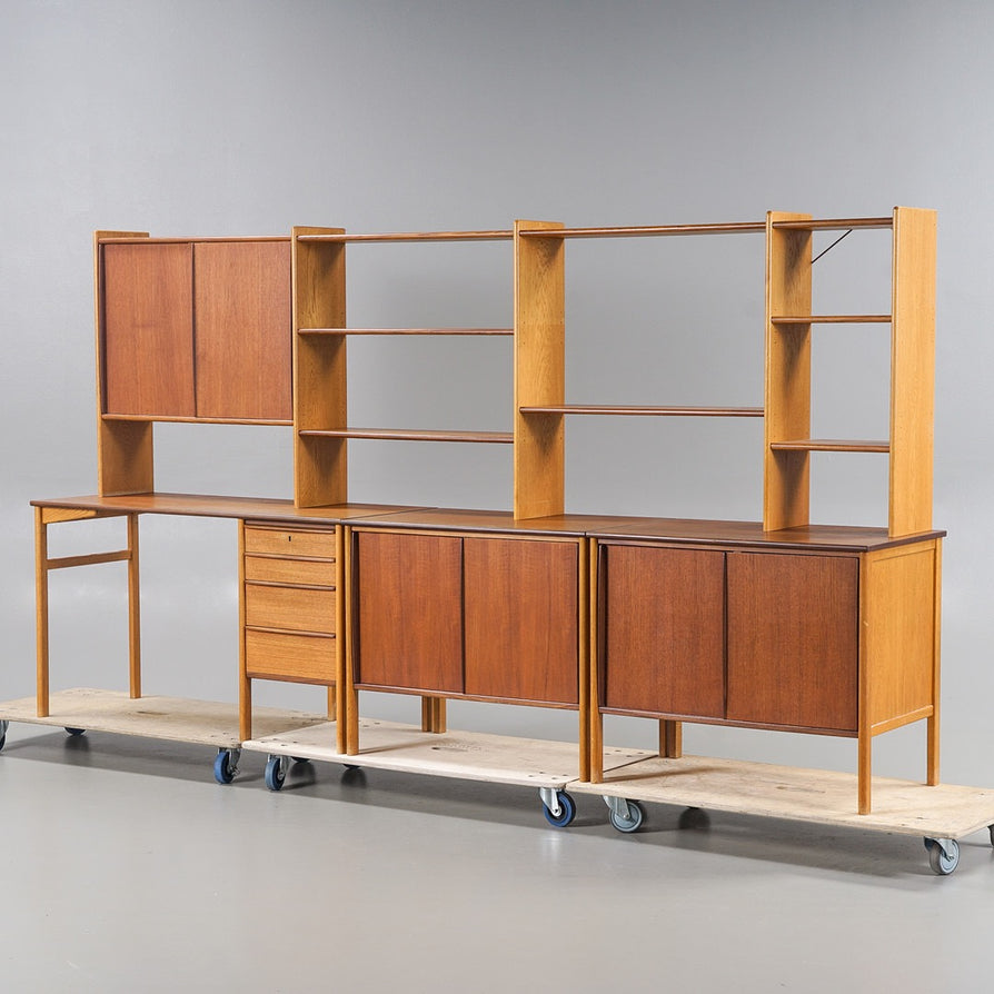 Four-Bay Swedish Wall Unit in Teak