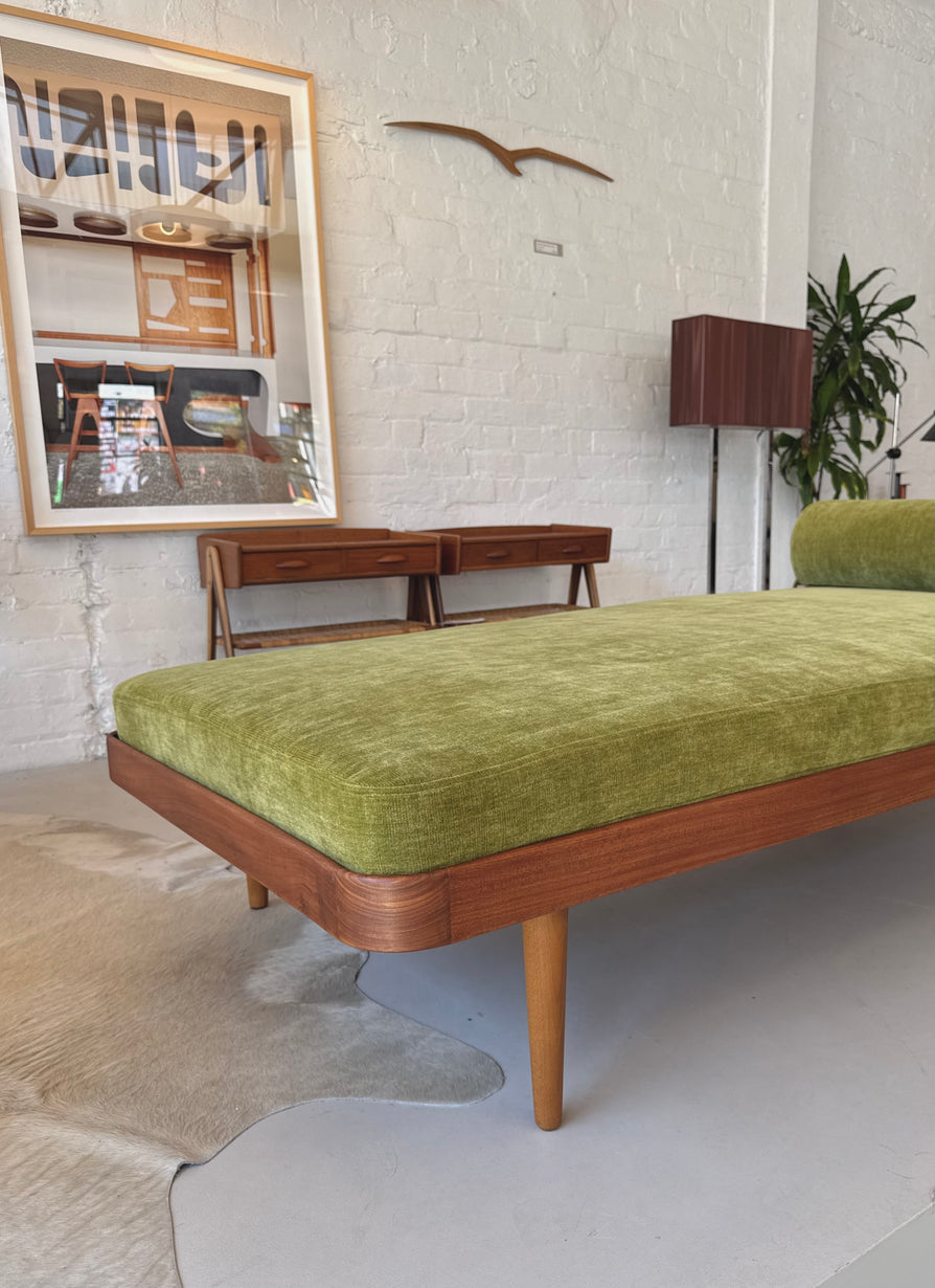 Danish Daybed in Teak & With New Fabric