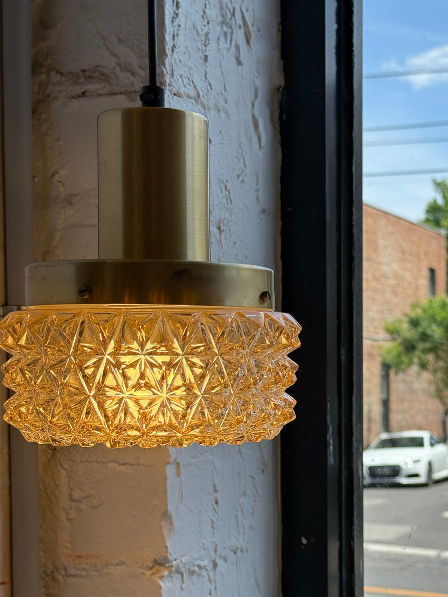 Vitrika Pendant in Brass & Cut-Glass