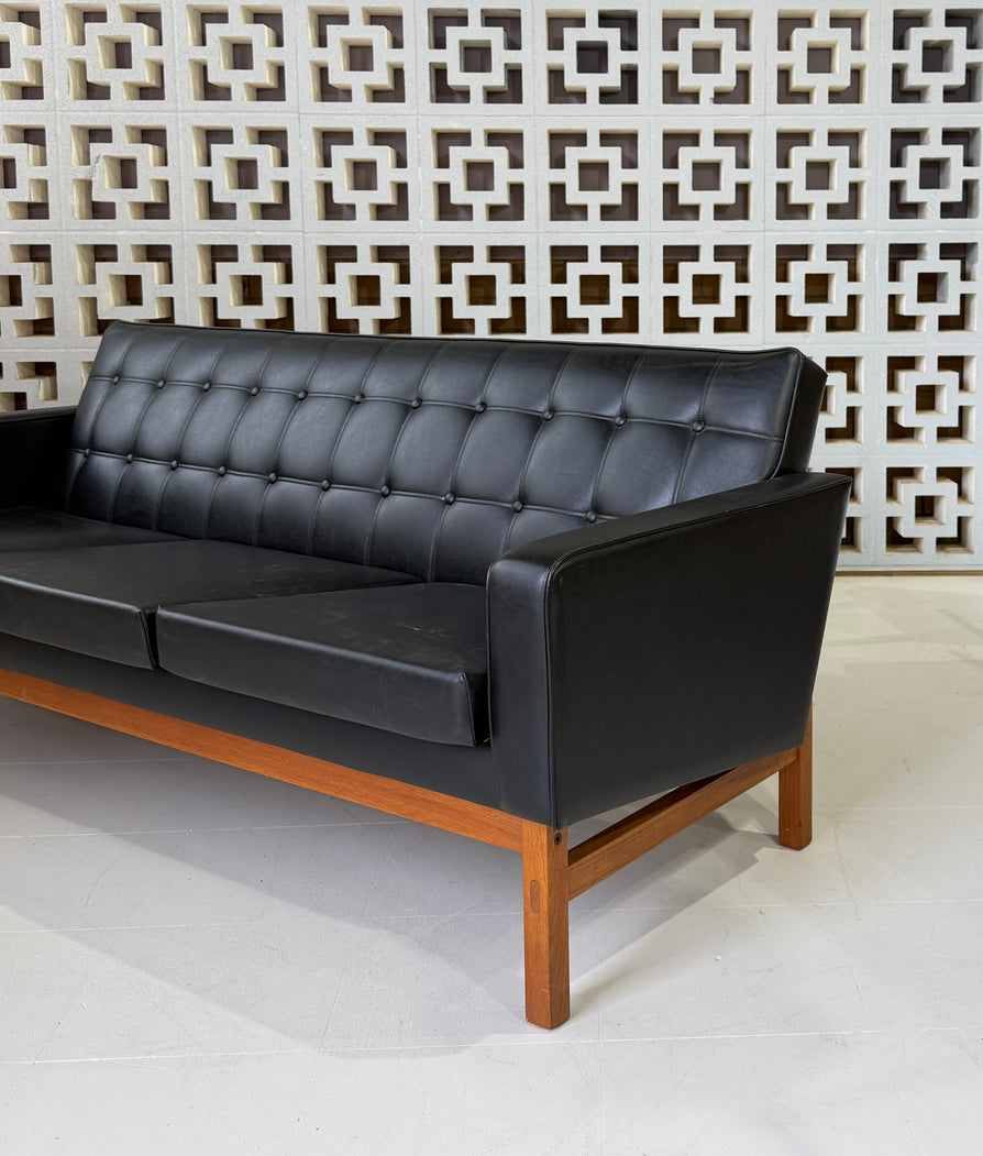 Swedish Three-Seater in Original Black Vinyl