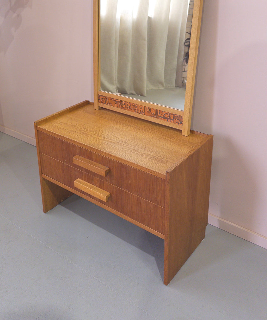 Danish Entranceway Console & Mirror in European Oak