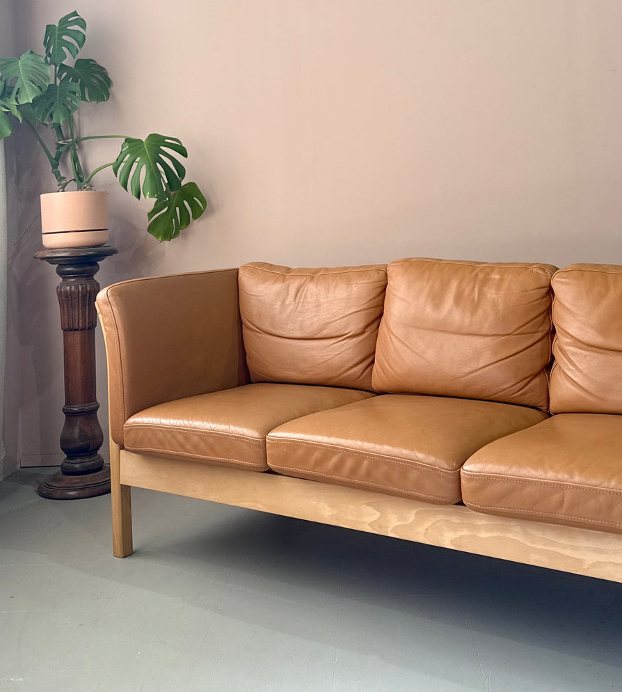 Three Seater Sofa in Tan Leather