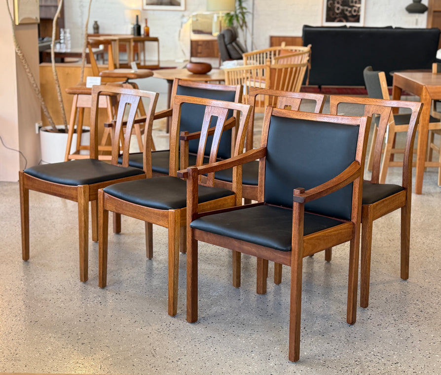 Set of Six Catt Dining Chairs In New Black Vinyl